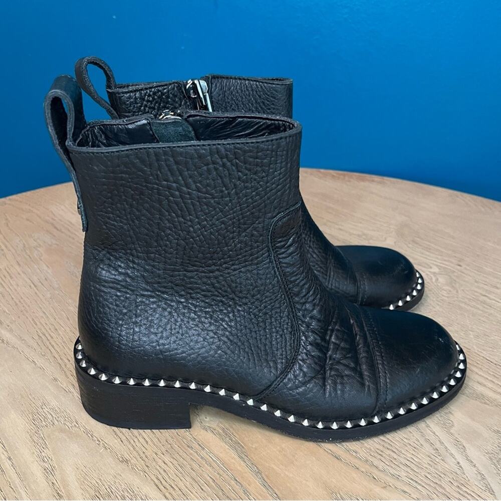 Zadig & Voltaire Empress Clous Round Toe Leather Black Studded Boots Size 37 - Picture 2 of 10